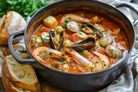  Bouillabaisse: A Rich Seafood Stew Bursting With Aromatic Herbs and Tangy Tomatoes!